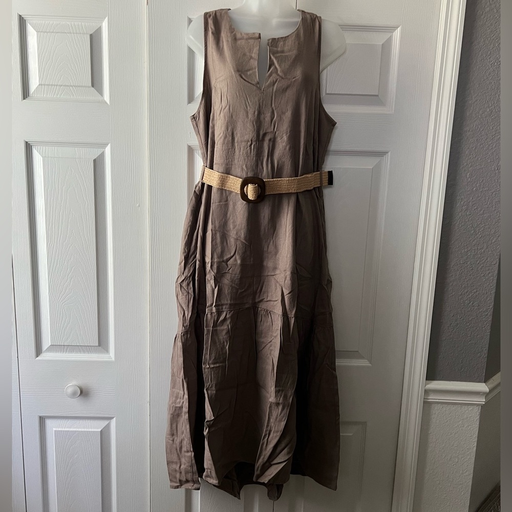 Adyson Parker Linen Blend Sleeveless Summer Dress with Belt NWT - Picture 5 of 8